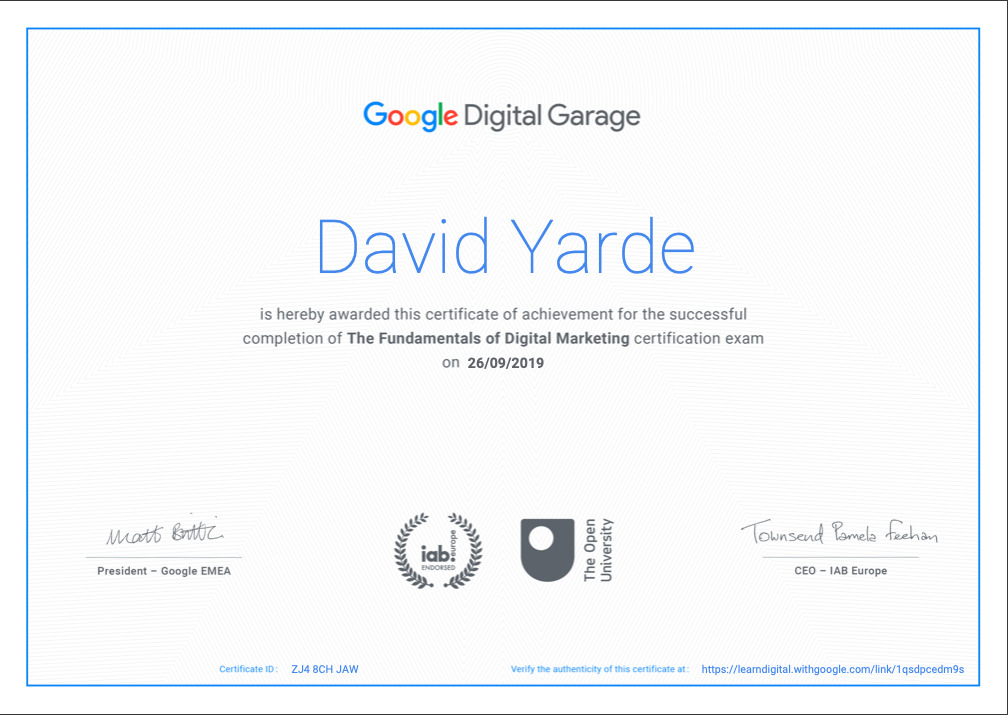 Google Digital Marketing UK Certificate